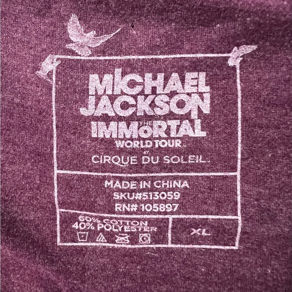 Michael Jackson Immortal World Tour Cirque Du Soleil Marron Short Sleeve Top XL - Picture 3 of 4
